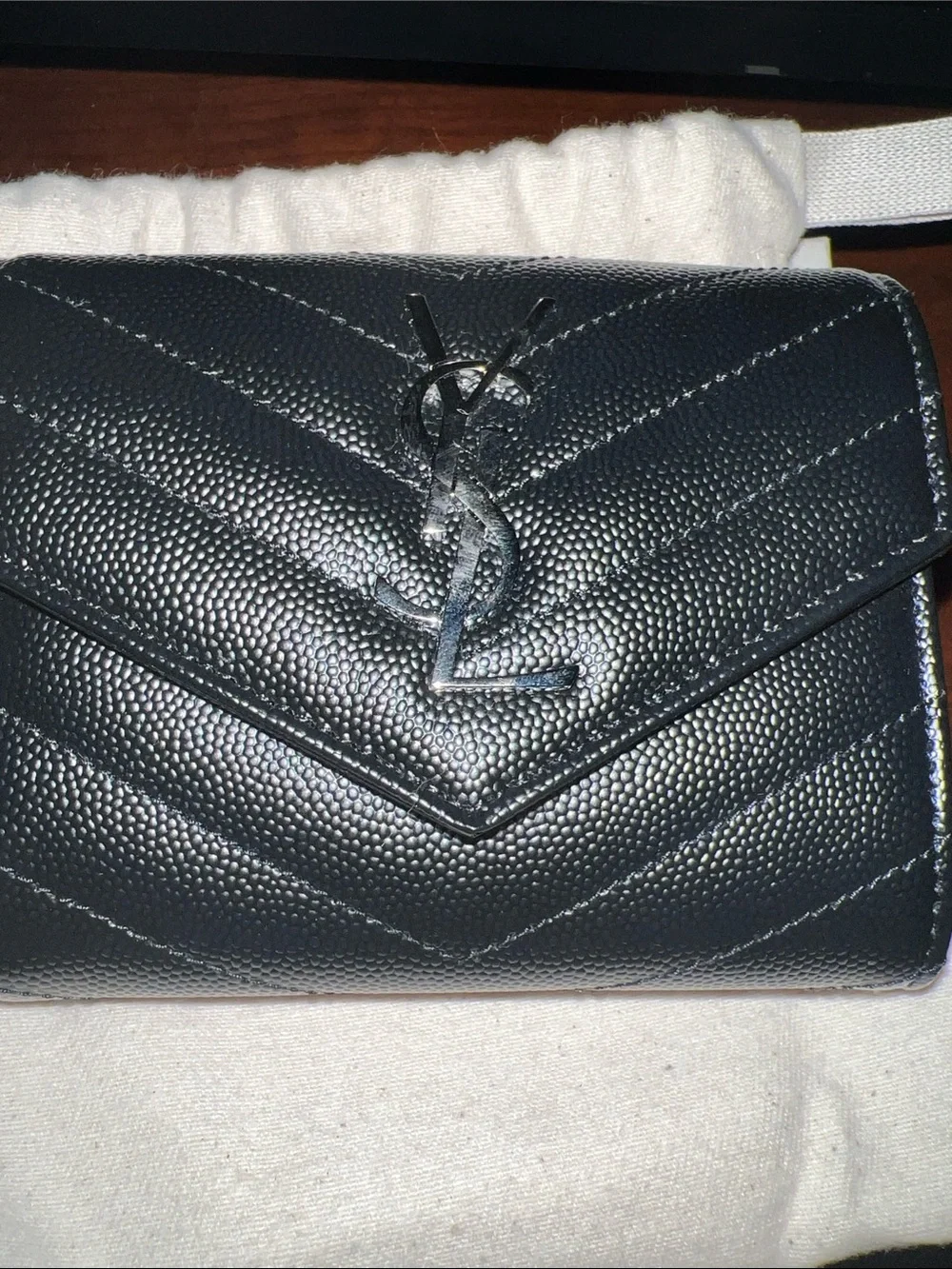 Saint Laurent Black Quilted Leather Wallet with YSL Logo
